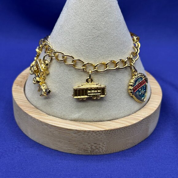 New Orleans Themed Gold-Tone Charm Bracelet - Picture 8 of 14